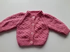 Hand knitted Premature Baby Girls Pink Cardigan 0 - 3  months New