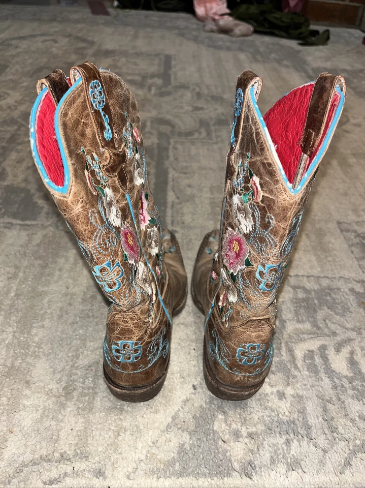 Bota Occidental Macie Bean Jóvenes Niñas Talla 12 Rosa Jardín Punta Corta M8012 Foto 4 de 4