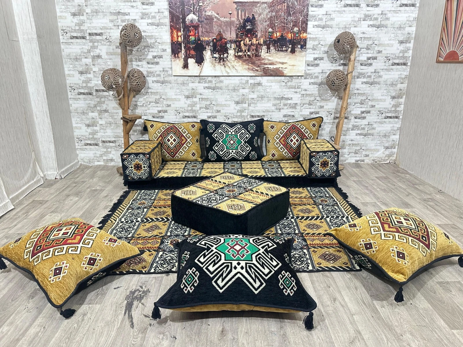 Oriental seating area, Arabic sofa, seat cushion, floor sofa, Sark Kösesi