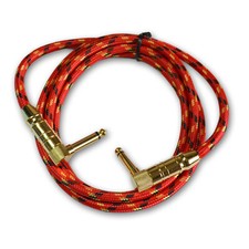 Electric Guitar Bass Instrument Cable 1/4 Right Angle 6.35 mm GOLD Plated plug