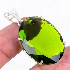 Peridot 925 Silver Plated Handmade Pendant of 1.9"