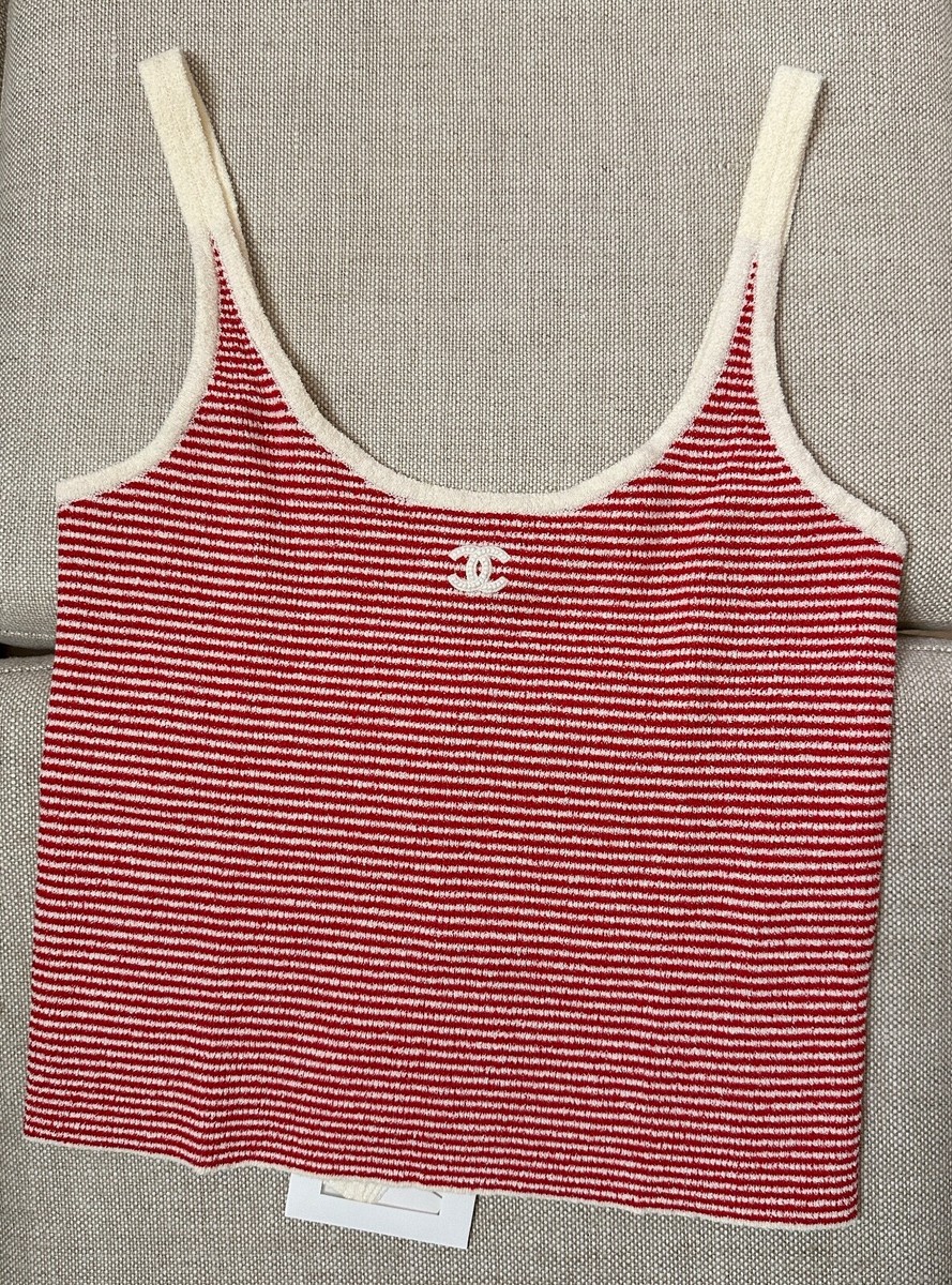 BNWT Authentic CHANEL Runway 23C Red/White Strips Tank Top BNWT Authentic CHANEL Runway 23C Red/White Strips Tank Top