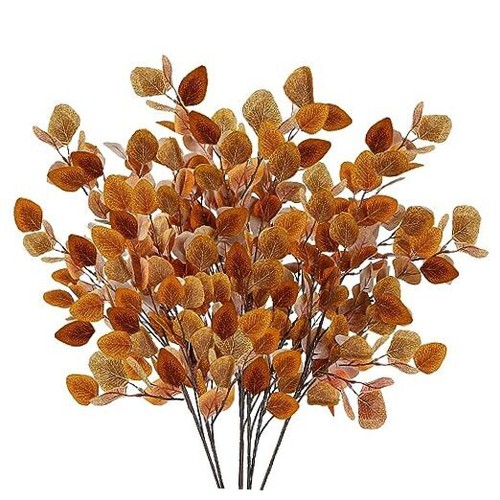 6 Pcs Fall Eucalyptus Leaves Artificial Eucalyptus Stems Long Mixed Fall Color