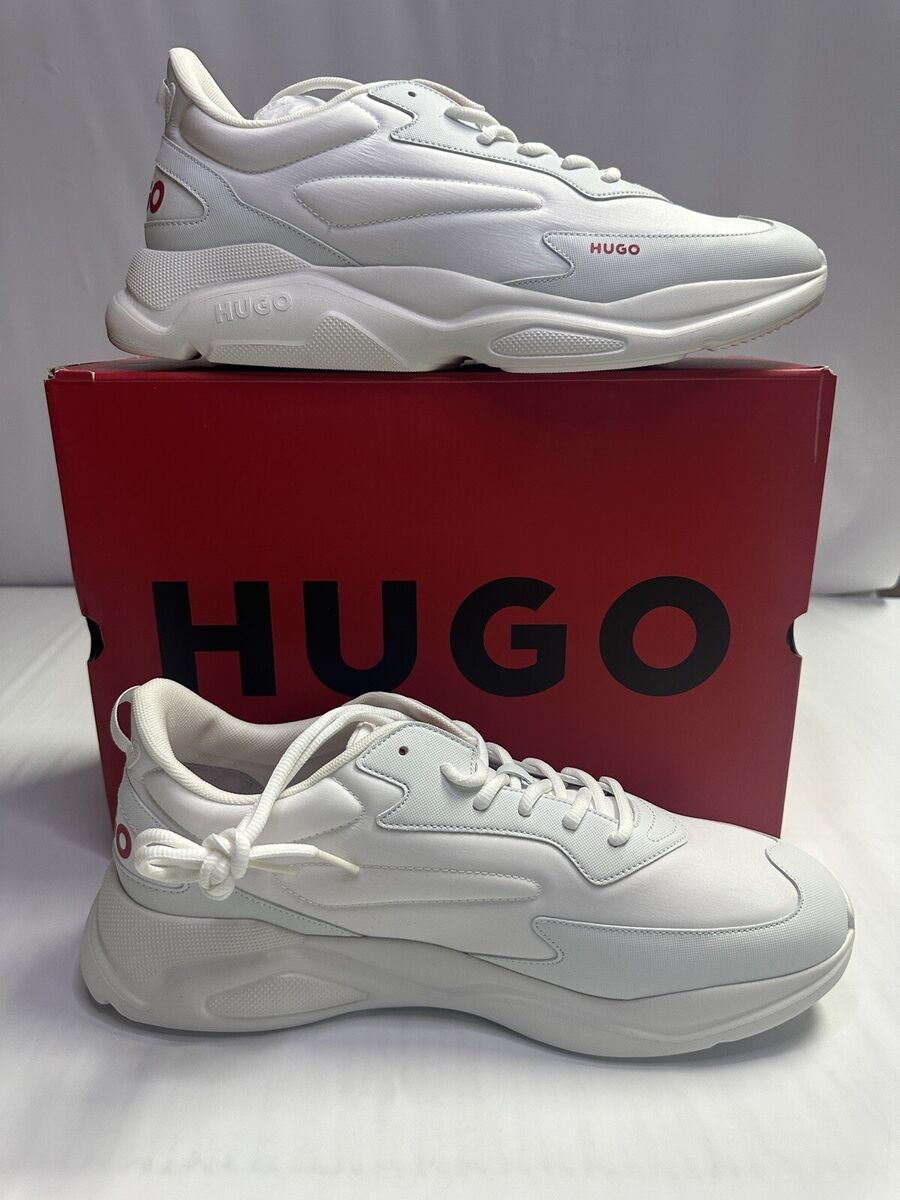 New Hugo Boss Men's Leon Runner Trainers in White 50504799