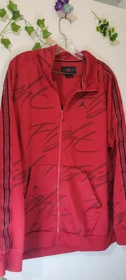 Nike Air Jordan Flight Tricot Jump man Men's XL Red Black AOP Logo Track Jacket - Image 1 of 3