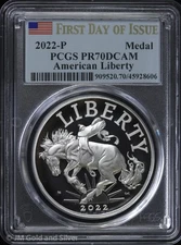 2022-P Proof Silver American Liberty Medal PCGS PR 70 DCAM | FDOI