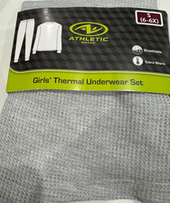 Athletic Works Youth Small 7-8 Thermal Underwear Set Cotton/PolyWarm Girls Gray