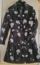 Karen Millen Womens Floral Trench Coat Size Uk 8 Black Coralled A-line Buttons