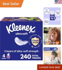 Ultra Soft Facial Tissues, 4 Cube Boxes, 60 Tissues per Box, 3-Ply 240 Total,...