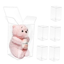 5 PCS Plastic Display Case Box Compatible with Beanie Baby ,Foldable Crystal