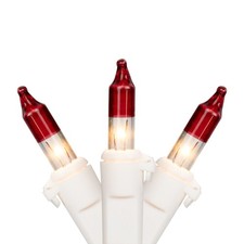Northlight Mini Christmas Light Set - Clear with Red Tips - 10' White Wire -