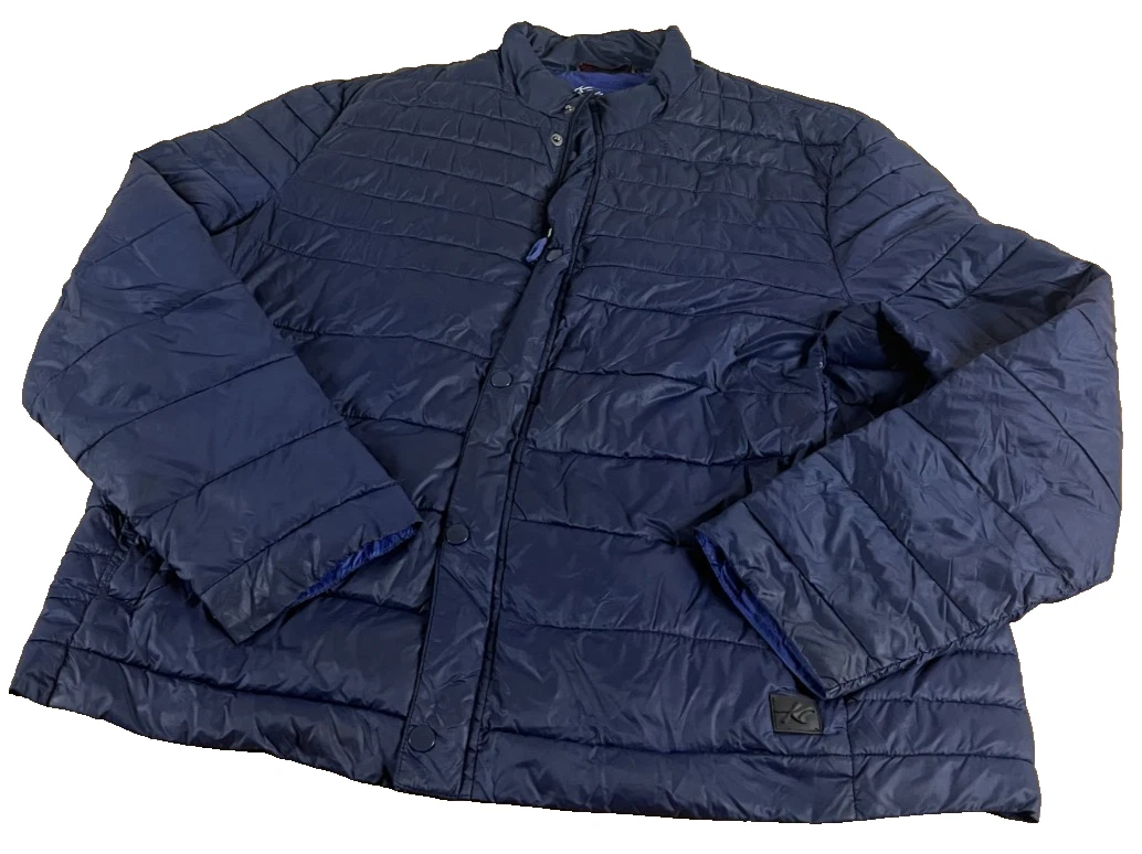 Kenneth Cole Reaction Puffer Jacket Blue Lightweight Full Zip Men’s XL Coat