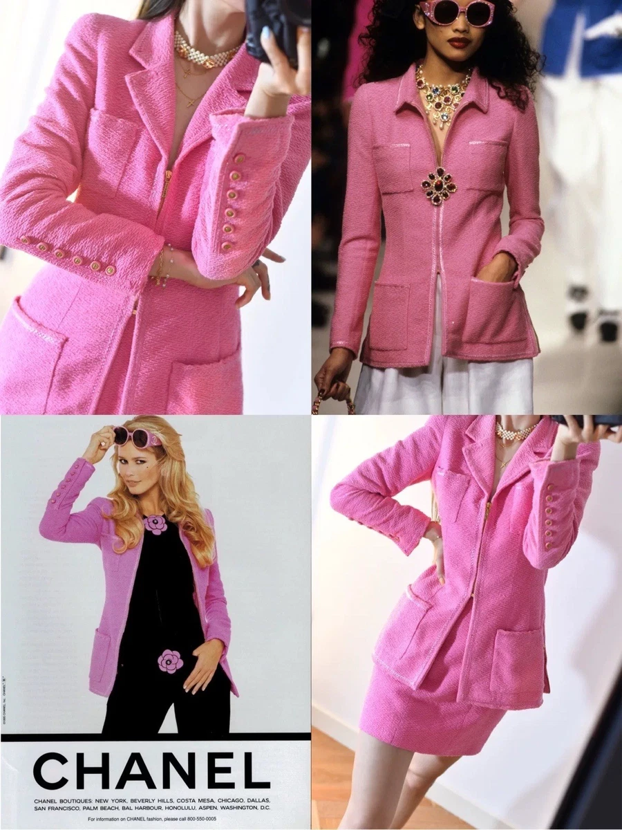 CHANEL Tweed Jacket Pink In Women's Suits & Blazers for sale | eBay