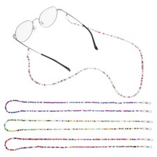 4 Pcs Beaded Eyeglass Chains, Solid Purple/Clear Yellow/Clear Pink/Solid Pink