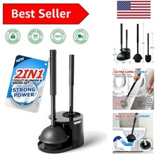 Space-Saving Toilet Brush  Plunger Set with Unique Stripe Design - 3 Piece Kit