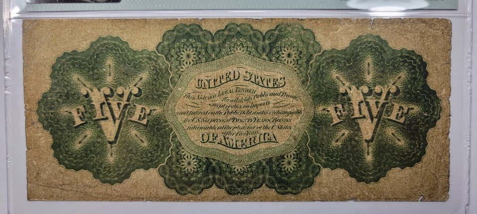1862 $5 Legal Tender Five Dollars PMG VG10 No Comments Circulated Fr.61a *K630 - Image 4 of 4