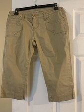 Columbia Womens Beige Canvas Capri Pants Cotton Regular Fit Straight Leg 20in