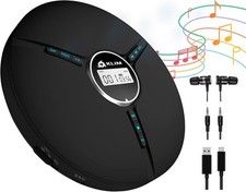 KLIM Discman Portable CD Player with Headphones, Built-in Battery - New Black