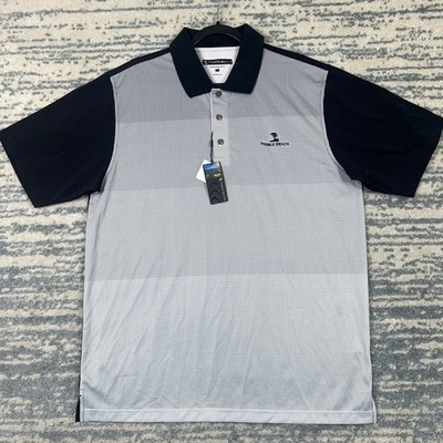 Pebble Beach Performance Mens Golf Polo Shirt Black White Grid L NWT 7601-24