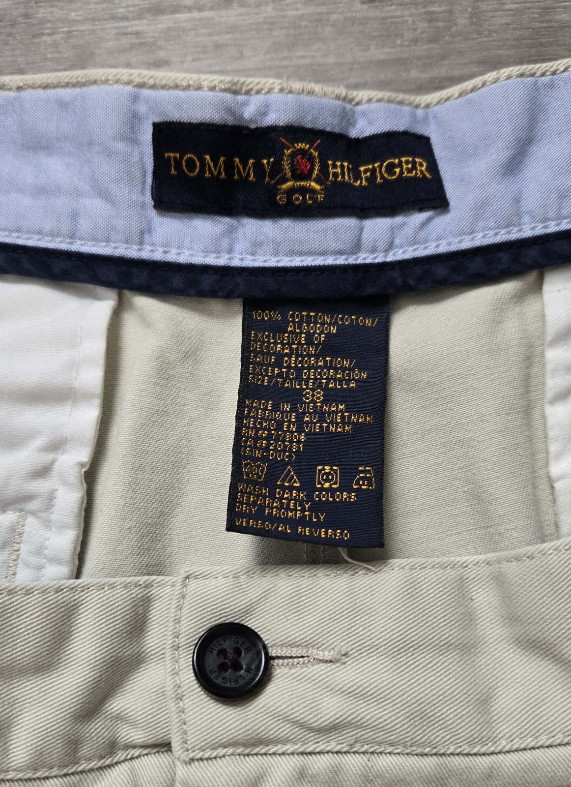 Vintage Y2K Tommy Hilfiger Golf Zip Pleated Front Cotton Shorts Men’s 37 Khaki thumbnail 5