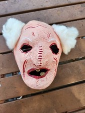 Vintage hand-made Paper Mache Halloween Mask  Gold Teeth
