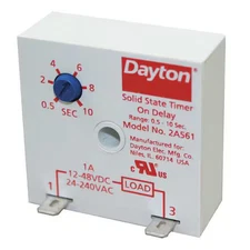 Dayton 2A561 Single Function Encapsulated Timing Relay, Square, On Delay, 1