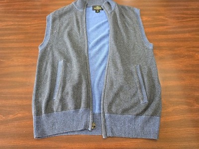 RedHead Mens M Full Zip Sweater Knit Cotton Acrylic Blue Gray Jacket Old Money