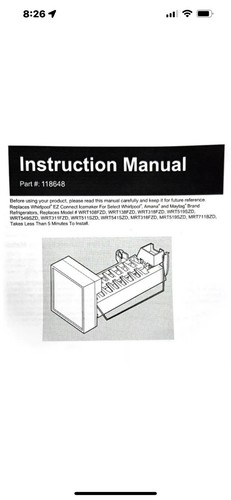 EZ Connect 118648 Ice Maker for Select Whirlpool Refrigerators, 8-Pin Connector - Picture 3 of 10