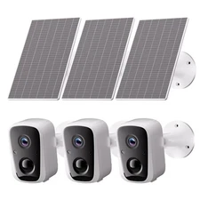 3PCS 2K 4MP Solar Security Camera Outdoor Home Surveillance PIR 2-Way Talk