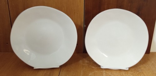 Crate & Barrel MARIN WHITE Salad plate set of 2, 8 1/4", Portugal, Excellent - Picture 3 of 8