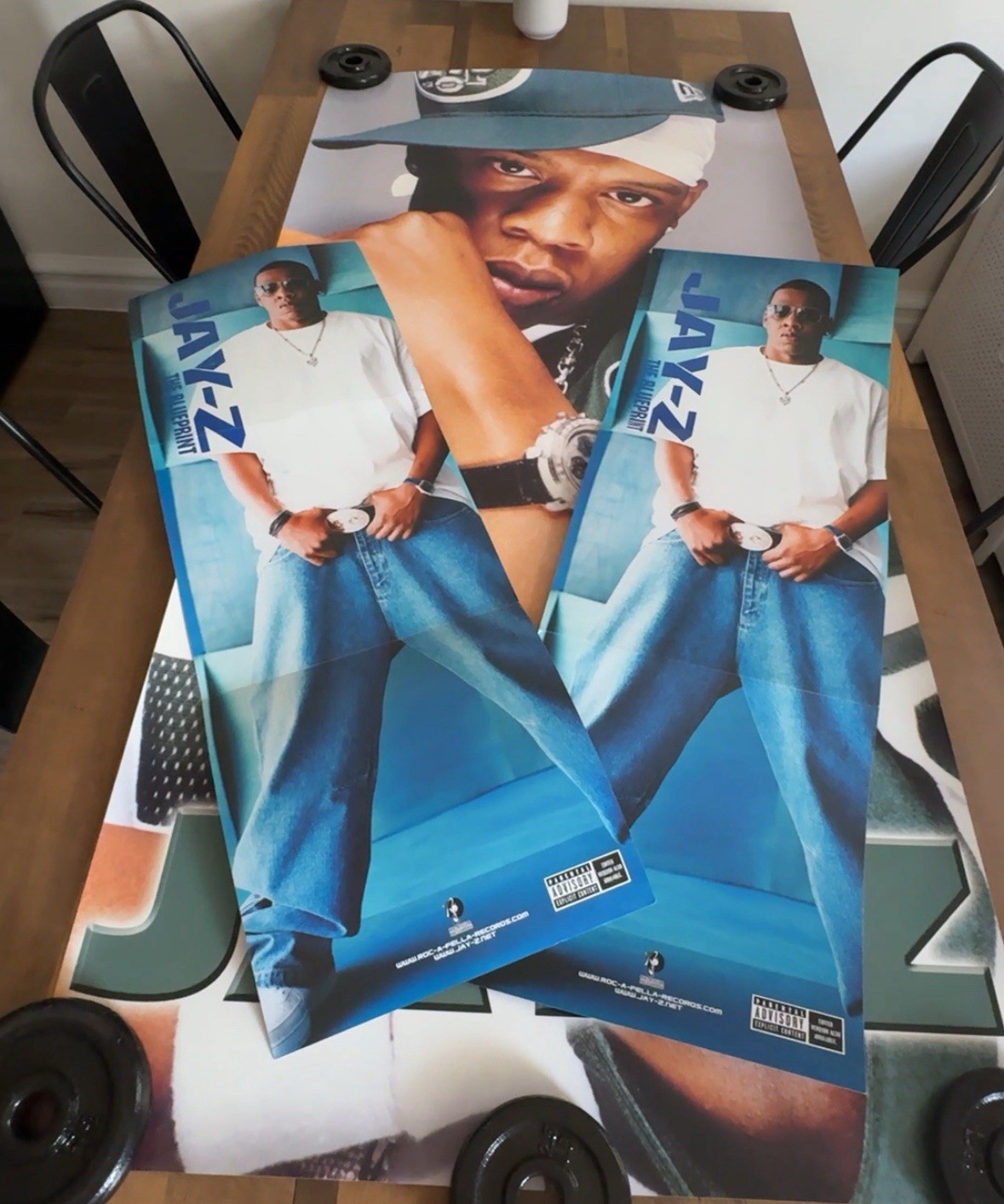 Lote de póster promocional original Jay-Z "THE BLUEPRINT" 2001