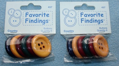 Novelty Plastic COUNTRY Favorite Findings BUTTONS NIP 12 Buttons 1 1/4 ...