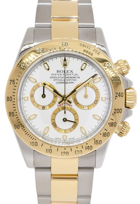 Rolex Daytona Chronograph 18k Yellow Gold/Steel White Dial 40mm Watch V 116523