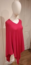 Poncho Made in Nepal 100% Cashmere Rosa Fucsia Taglia Unica Indossato Una Volta - Come Nuovo