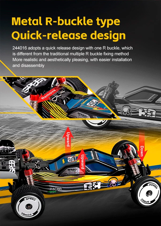 WLToys 244016 2x2 RC Coche de Carreras 2.4G 15KM/h 50M Distancia Control Remoto Juguetes Foto 2 de 4