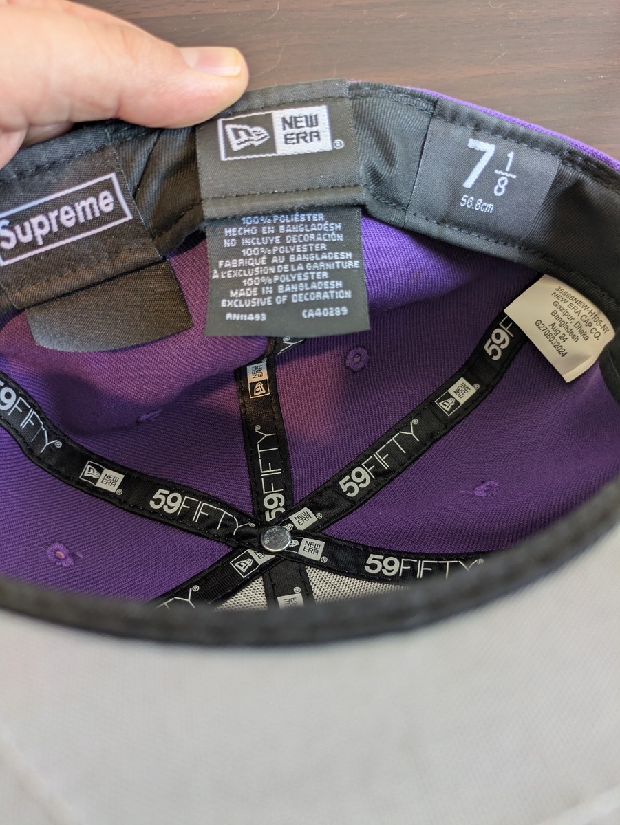 Supreme x New Era Mister Cartoon Purple Fitted Hat Size 7 1/8