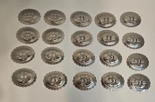 Preowned Lot of 20  Silver Western Star Conchos Oval Metal Belt Trim 2.25"x1.75"