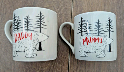 Paar Next Tee Kaffeebecher Mama Papa Eisbär sehr guter Zustand