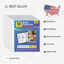 Top Loading Clear Sheet Protectors, 8.5 x 11, Pack of 50 for Easy Filing