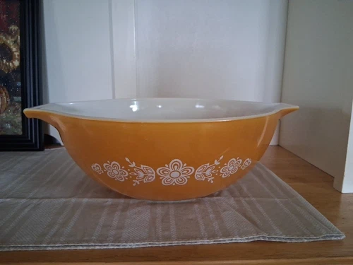Vintage Pyrex Butterfly Gold 4qt. Mixing Bowl-No.444-Kitchen-Cooking--(c)