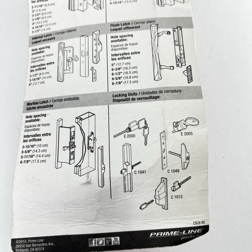 New Prime-Line Patio Door Handle Set 3-15/16" Hole Spacing White - Picture 5 of 5