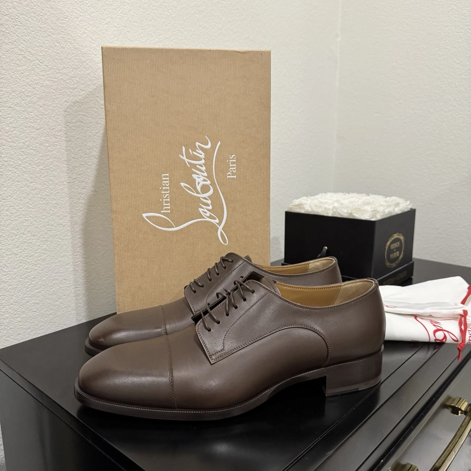 Christian Louboutin — Christian Louboutin Cortomale Oxford Dress Shoe Leather Brown 45
