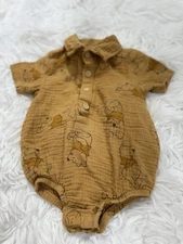 Disney Baby Beige Winnie The Pooh Romper Sz 3-6 Months Cute! Summer
