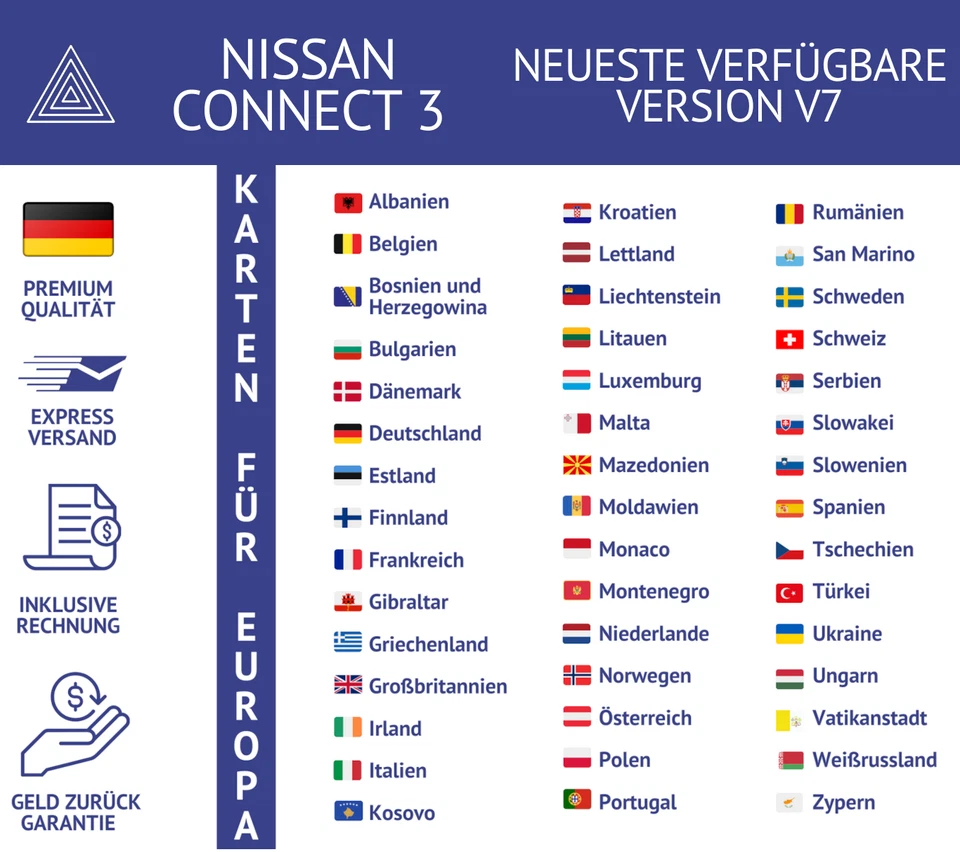 NEUESTE NISSAN CONNECT 3 V7 SD KARTE EUROPA Qashqai X-Trail Micra Juke Note Leaf - Bild 3 von 4