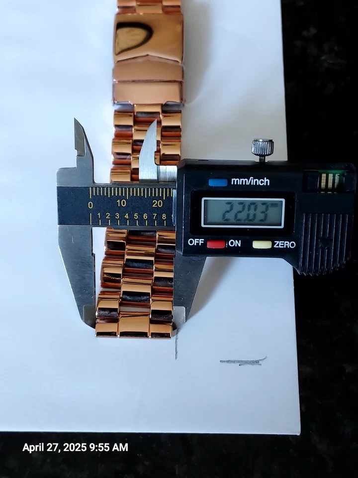 Correa de reloj Hadley-Roma Presidencial enchapada en color oro rosa 22 mm perfecta Foto 4 de 4