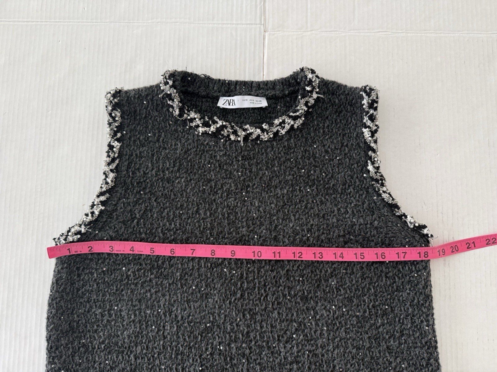 Zara Women’s Chic Black Knit Sequin Dress with Fringe Trim 8146/108 Size S NWT thumbnail 8