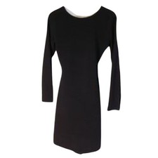 Express Women's Open Back Ribbed Knee Length Black Skinny Dress Size M
