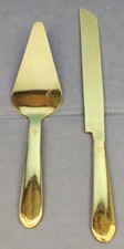 Unbranded Gold Tone Cake Knife And Server Set for Wedding Stainless Steel