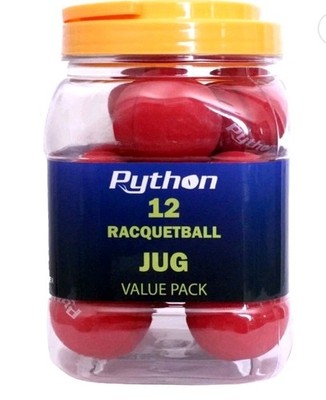 Python Red Racquetballs (Value Pack - 12 Ball Jug/Lightning Fast!)