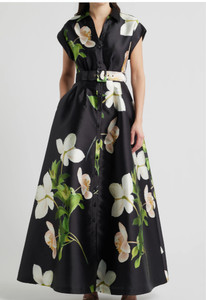 green emerald velvet dress 3D Floral and Embroidery A-line Dress  JULIA JORDAN